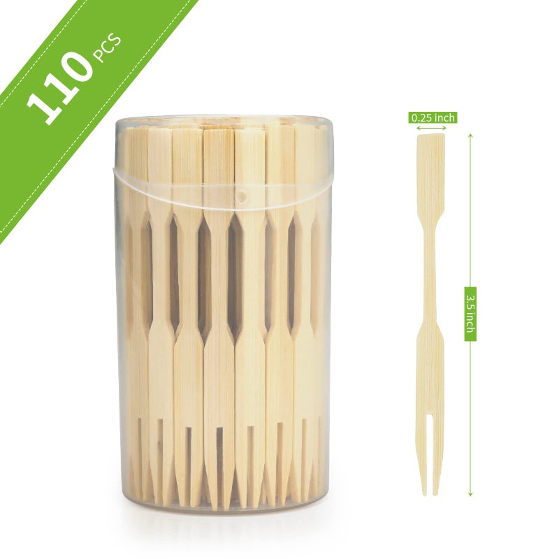 AMEILOZ Mini Bamboo Forks 3.5 Inches  Small Forks Dessert  Cocktail Forks  Double Prong Toothpicks for Appetizer  Disposable Wooden/Wood Food Picks for Charcuterie Board Accessories. 110 PCS - Image 5